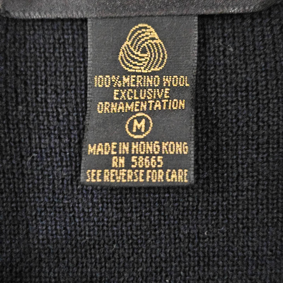Classiques Entier Merino Wool Beaded Zip up Black Sweater Size M - Picture 4 of 9